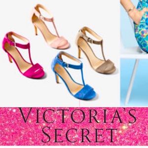 VS Suede Collection Nude t-strap Heels